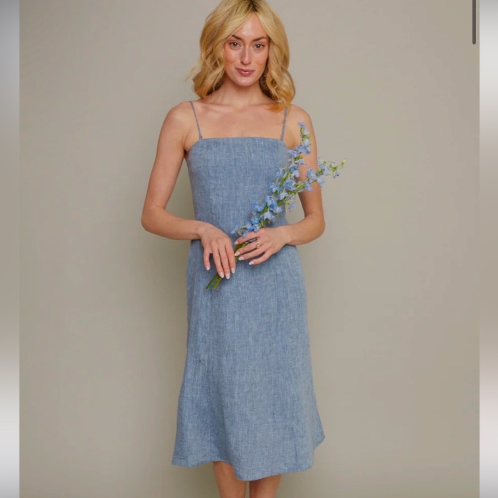 Crescent Brand Blue Midi Linen Dress Size Small Perfect Condition Worn Once